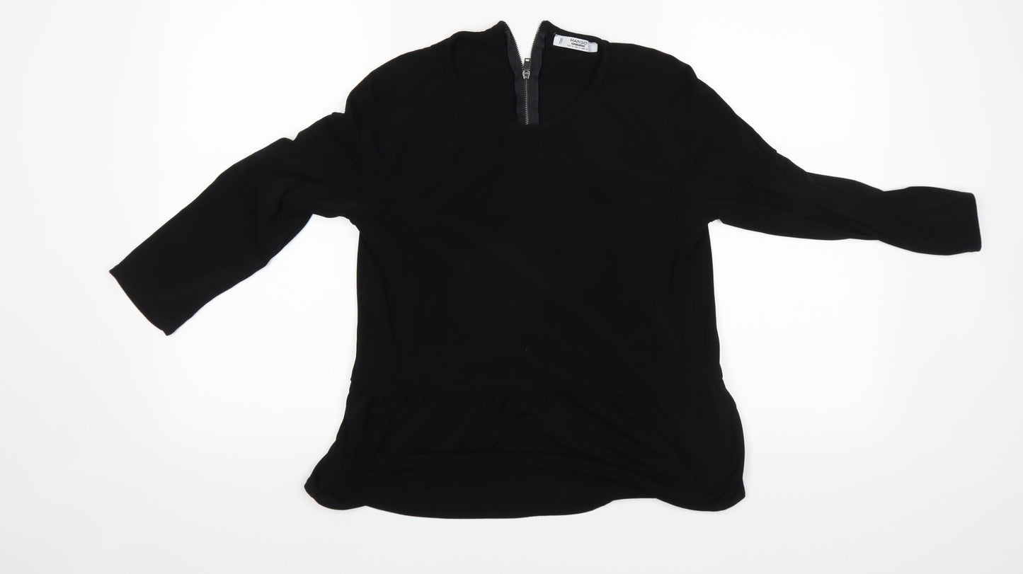 Womens UK Size 10 Mango Black Basic T-Shirt