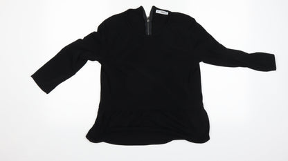 Womens UK Size 10 Mango Black Basic T-Shirt