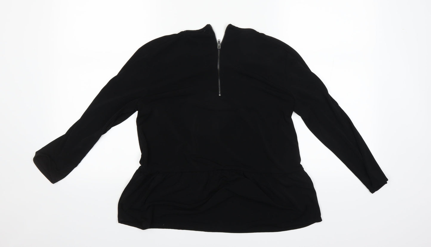 Womens UK Size 10 Mango Black Basic T-Shirt