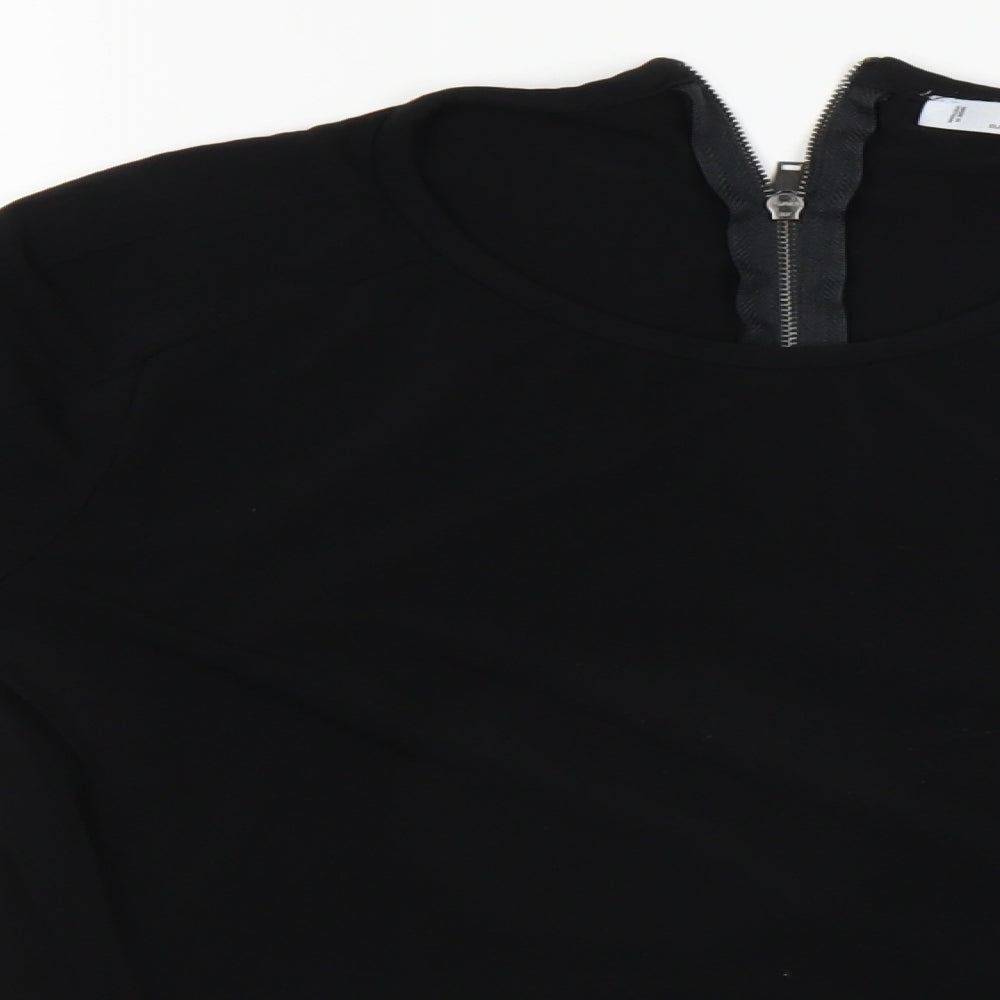 Womens UK Size 10 Mango Black Basic T-Shirt