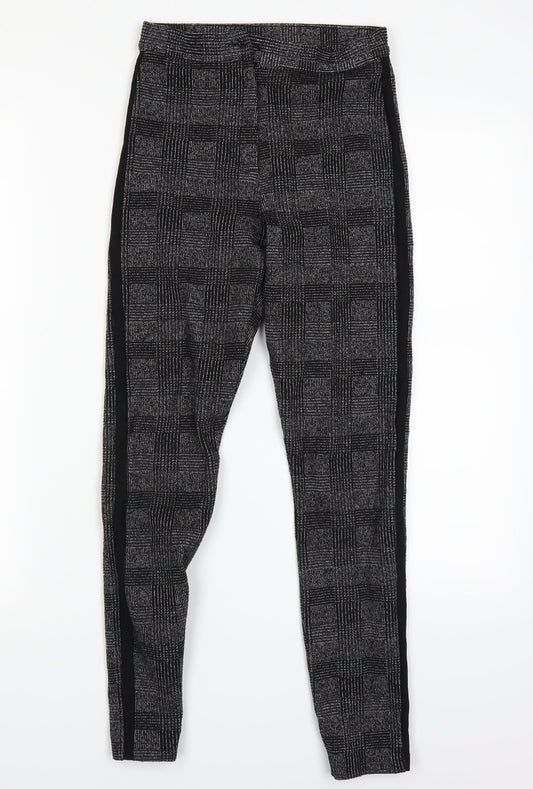 top shop Womens Grey Check  Jogger Trousers Size 8 L21 in