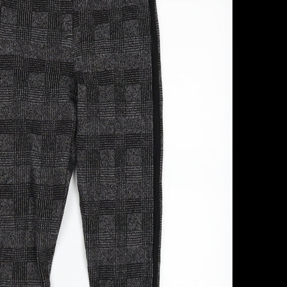 top shop Womens Grey Check  Jogger Trousers Size 8 L21 in