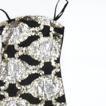 pretty little thing Womens Black Geometric  Mini  Size 4