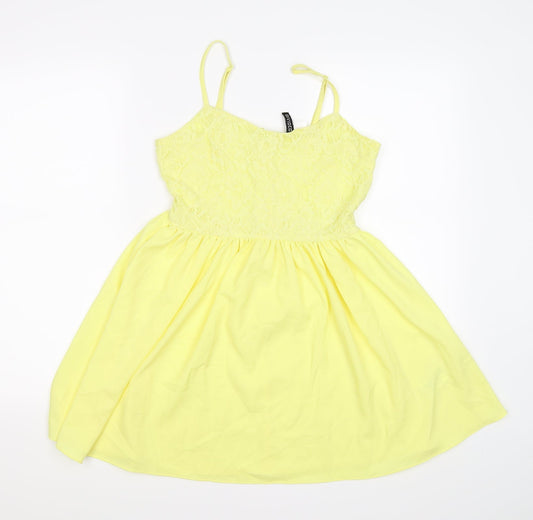 Divided Womens Yellow Floral  Tunic Tank Size 12