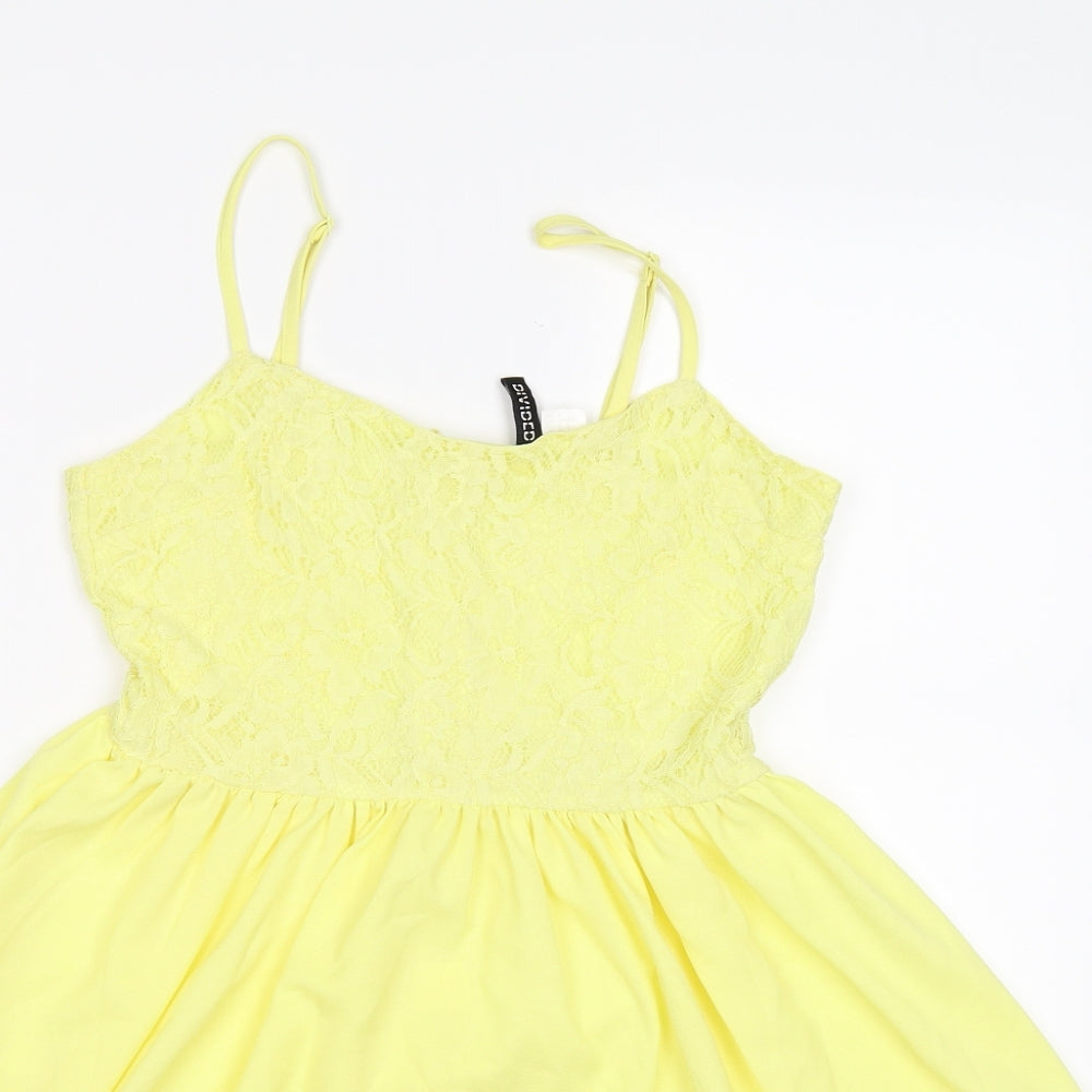 Divided Womens Yellow Floral  Tunic Tank Size 12