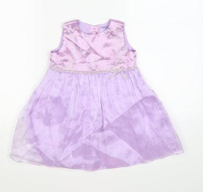Cherokee Girls Purple Floral Satin Fit & Flare  Size 12-18 Months