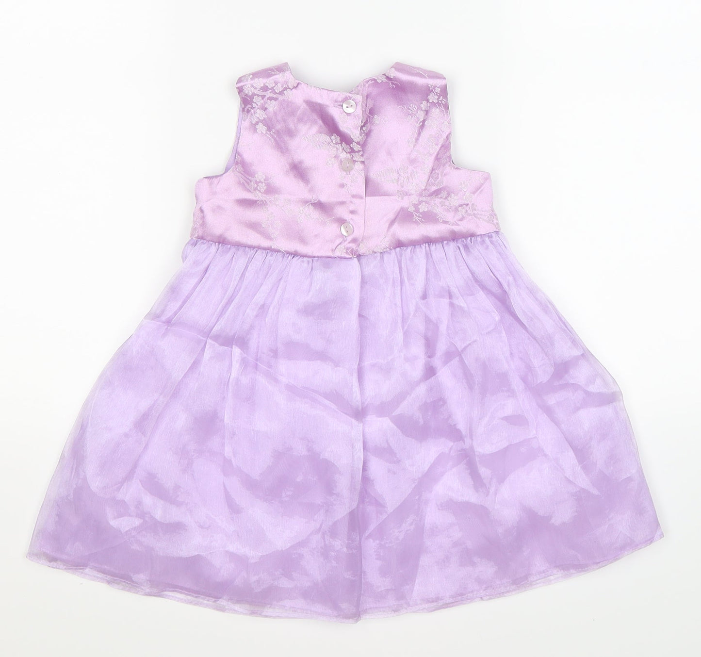 Cherokee Girls Purple Floral Satin Fit & Flare  Size 12-18 Months