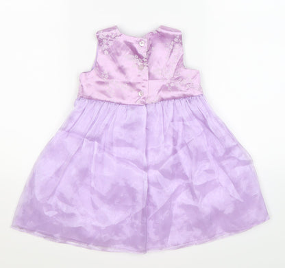 Cherokee Girls Purple Floral Satin Fit & Flare  Size 12-18 Months