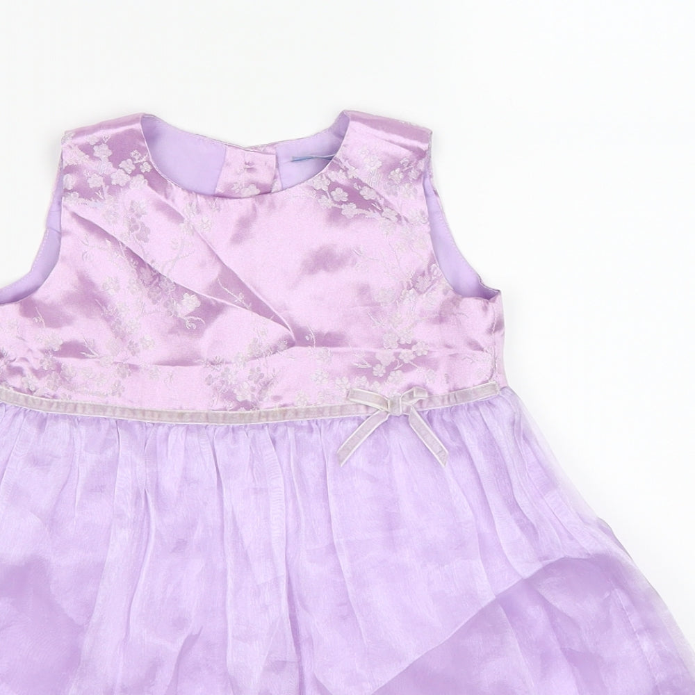 Cherokee Girls Purple Floral Satin Fit & Flare  Size 12-18 Months
