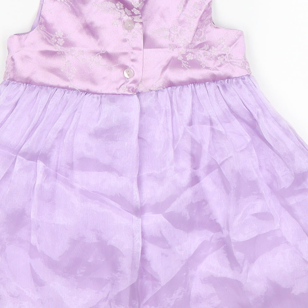Cherokee Girls Purple Floral Satin Fit & Flare  Size 12-18 Months