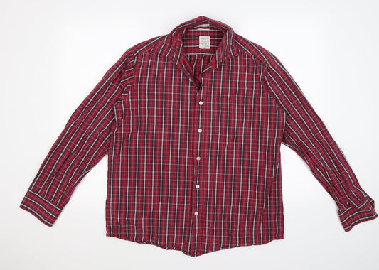 Mens UK Size M Easy Wear Red  Button-Up Long Sleeve Casual Shirt