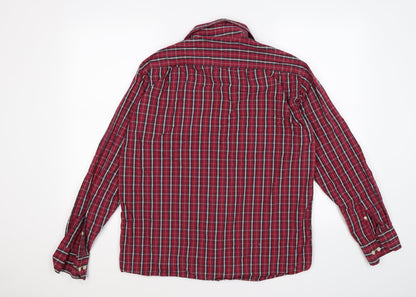 Mens UK Size M Easy Wear Red  Button-Up Long Sleeve Casual Shirt