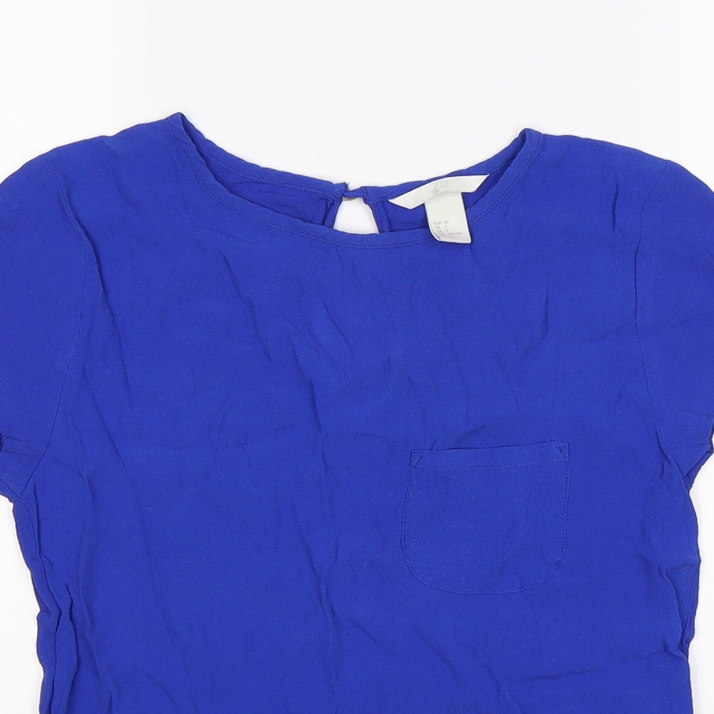 Womens UK Size 6 H&M Blue Tunic T-Shirt