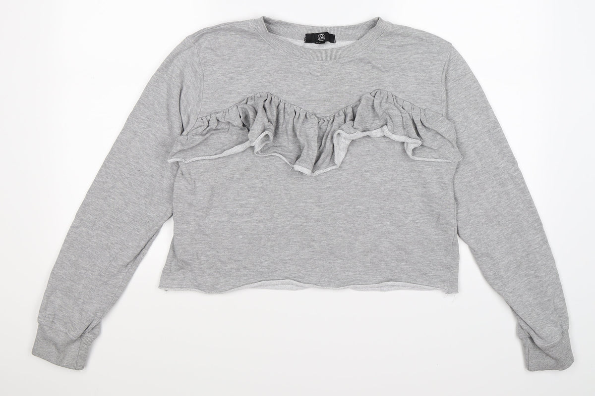 Missguided Womens Grey   Pullover Sweatshirt Size 10  - CROPPED