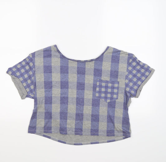 Womens UK Size 8 Topshop Grey Cropped T-Shirt