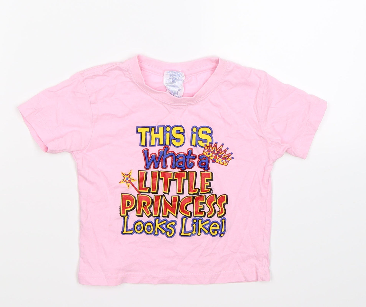 JHK Girls Pink   Basic T-Shirt Size 2 Years  - princess looks like