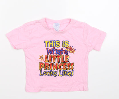JHK Girls Pink   Basic T-Shirt Size 2 Years  - princess looks like