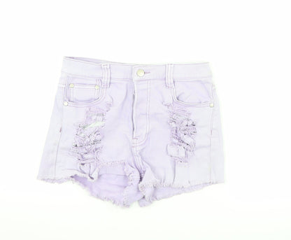 MINKPINK Womens Purple  Denim Hot Pants Shorts Size S - distressed
