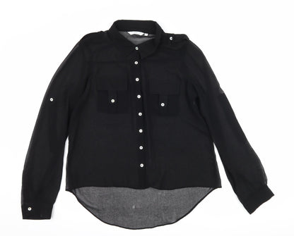 Womens UK Size 10 New Look Black Basic Button-Up
