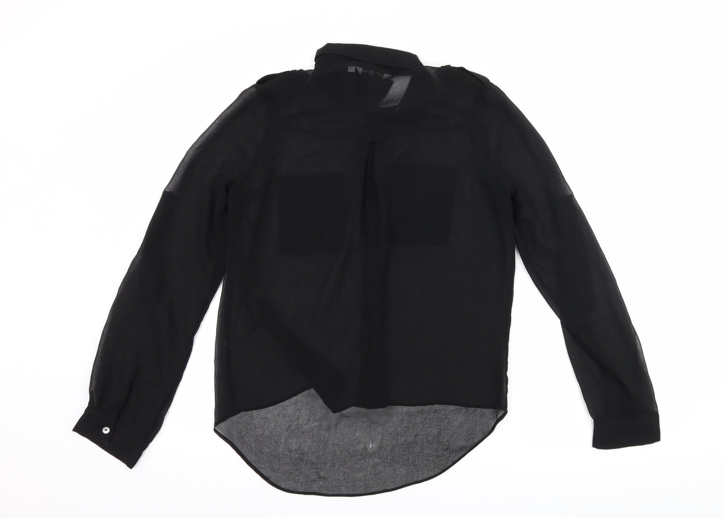 Womens UK Size 10 New Look Black Basic Button-Up
