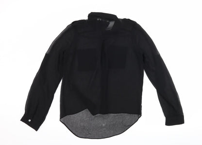 Womens UK Size 10 New Look Black Basic Button-Up