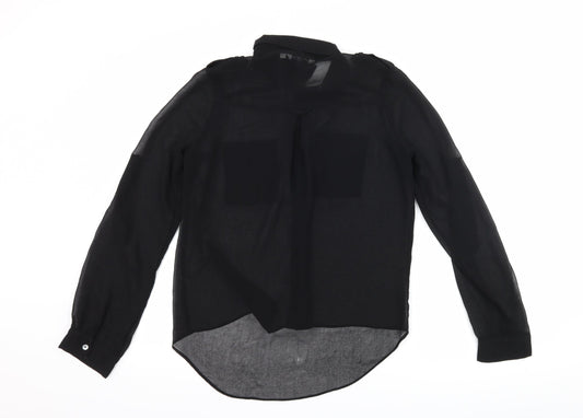 Womens UK Size 10 New Look Black Basic Button-Up