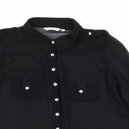 Womens UK Size 10 New Look Black Basic Button-Up