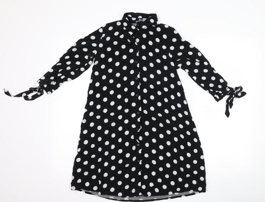Primark Womens Black Polka Dot  Shirt Dress  Size 4