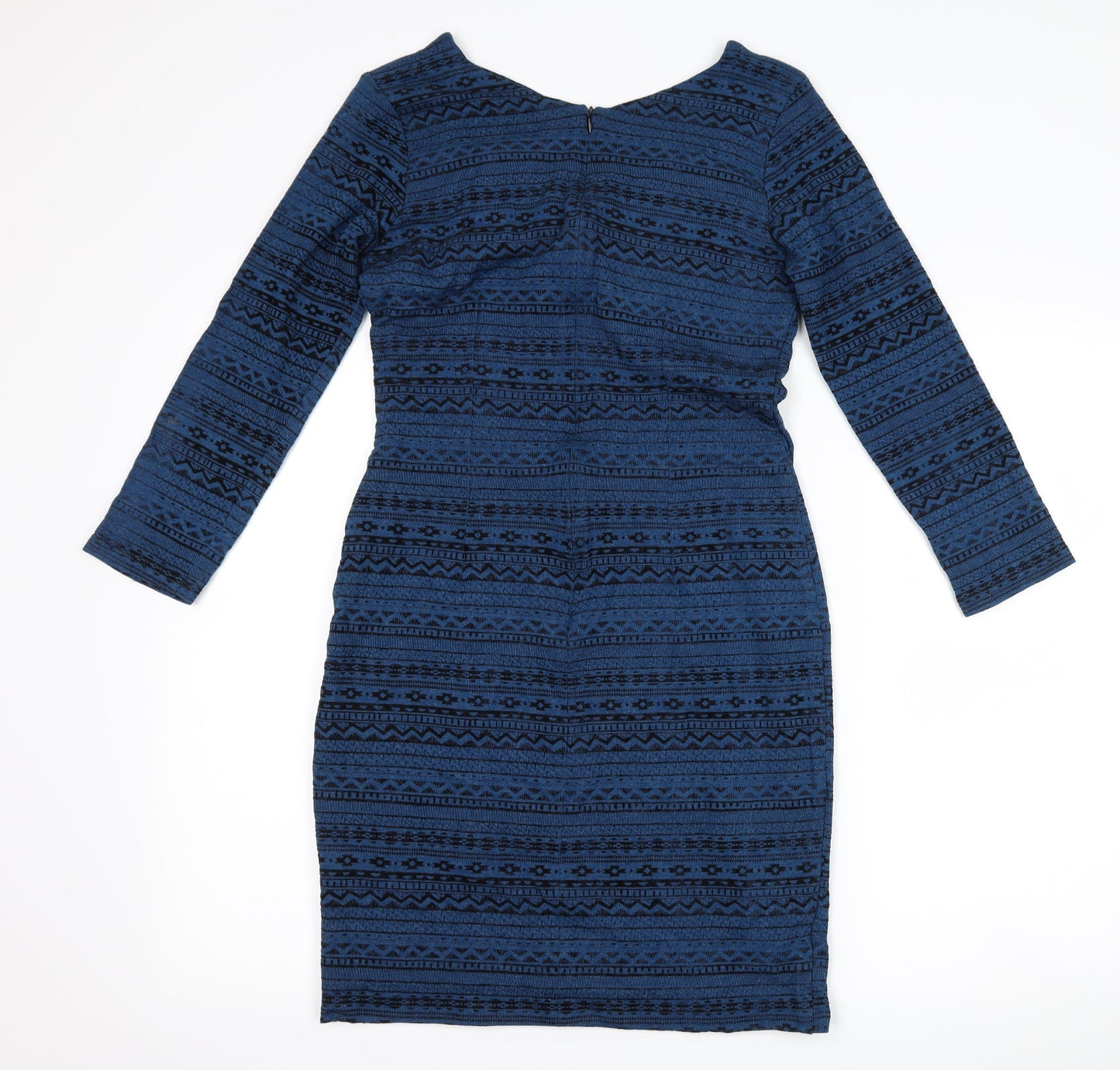 ceme london Womens Blue Geometric  Bodycon  Size 12