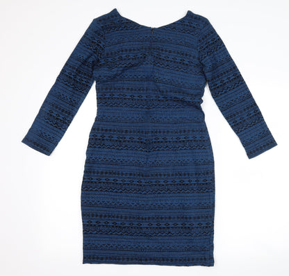 ceme london Womens Blue Geometric  Bodycon  Size 12