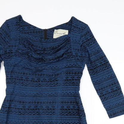 ceme london Womens Blue Geometric  Bodycon  Size 12