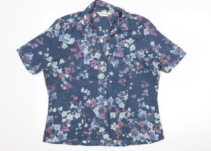 Womens UK Size 16 Jumper Blue Basic Button-Up