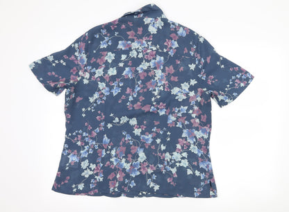 Womens UK Size 16 Jumper Blue Basic Button-Up
