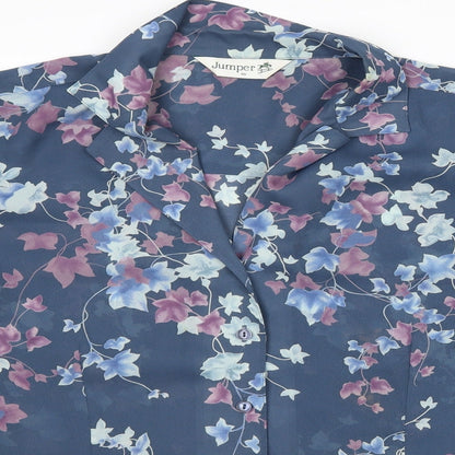 Womens UK Size 16 Jumper Blue Basic Button-Up