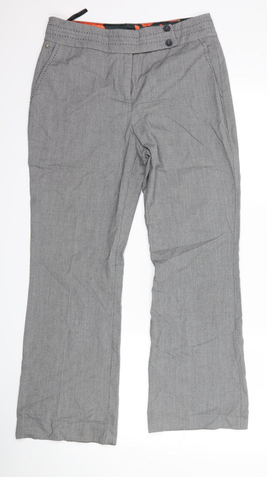Per Una Womens Grey Geometric  Trousers  Size 10 L27 in