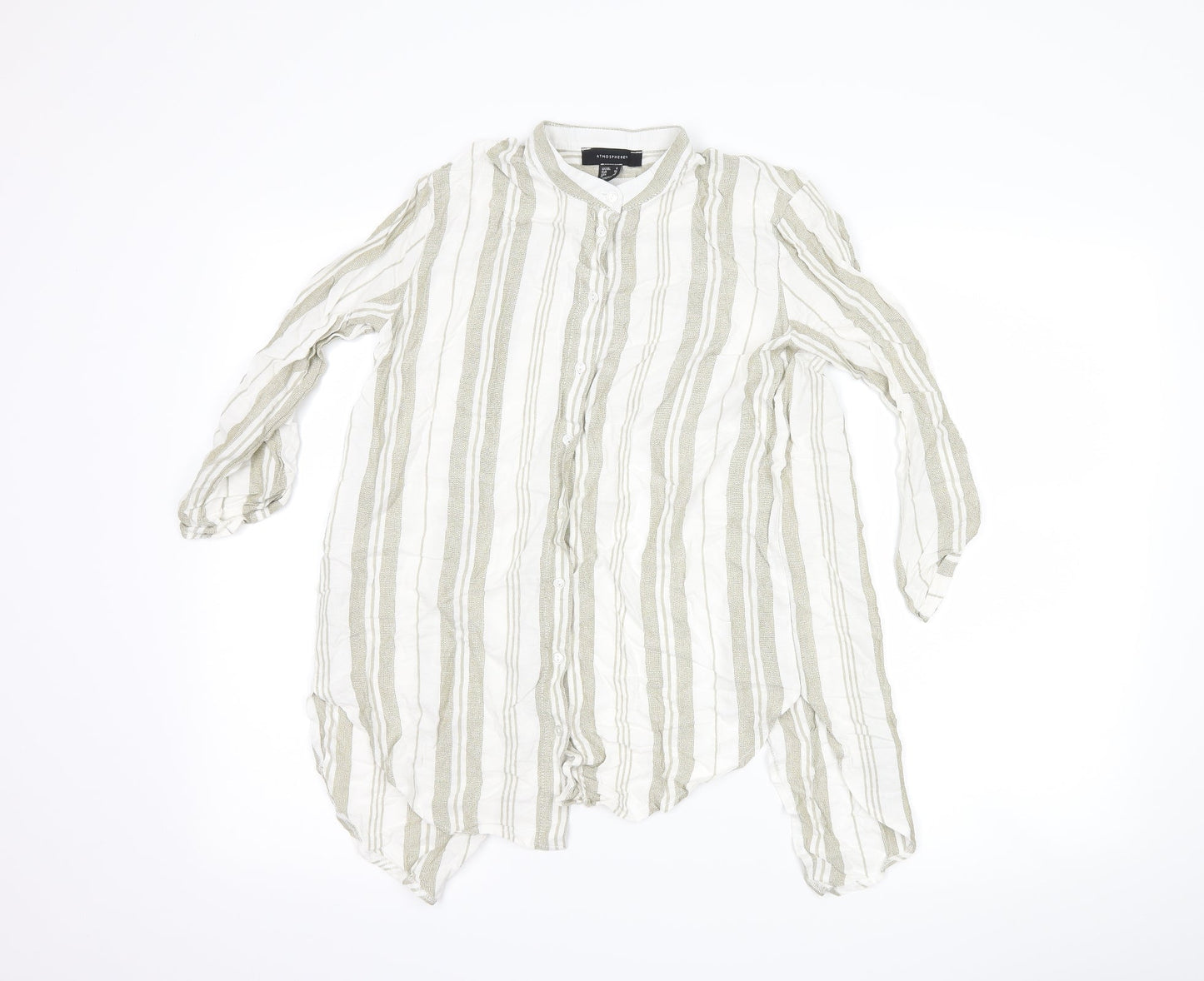 Atmosphere Womens White Striped  Basic Button-Up Size 6