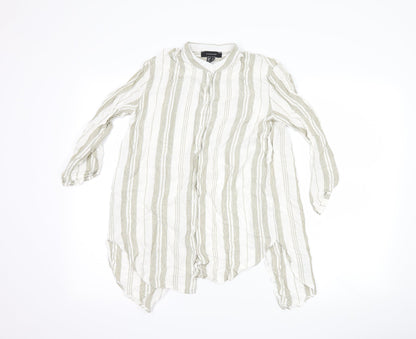 Atmosphere Womens White Striped  Basic Button-Up Size 6