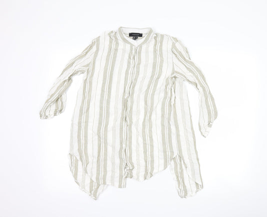 Atmosphere Womens White Striped  Basic Button-Up Size 6