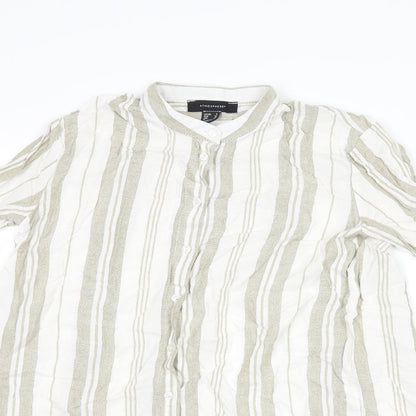 Atmosphere Womens White Striped  Basic Button-Up Size 6