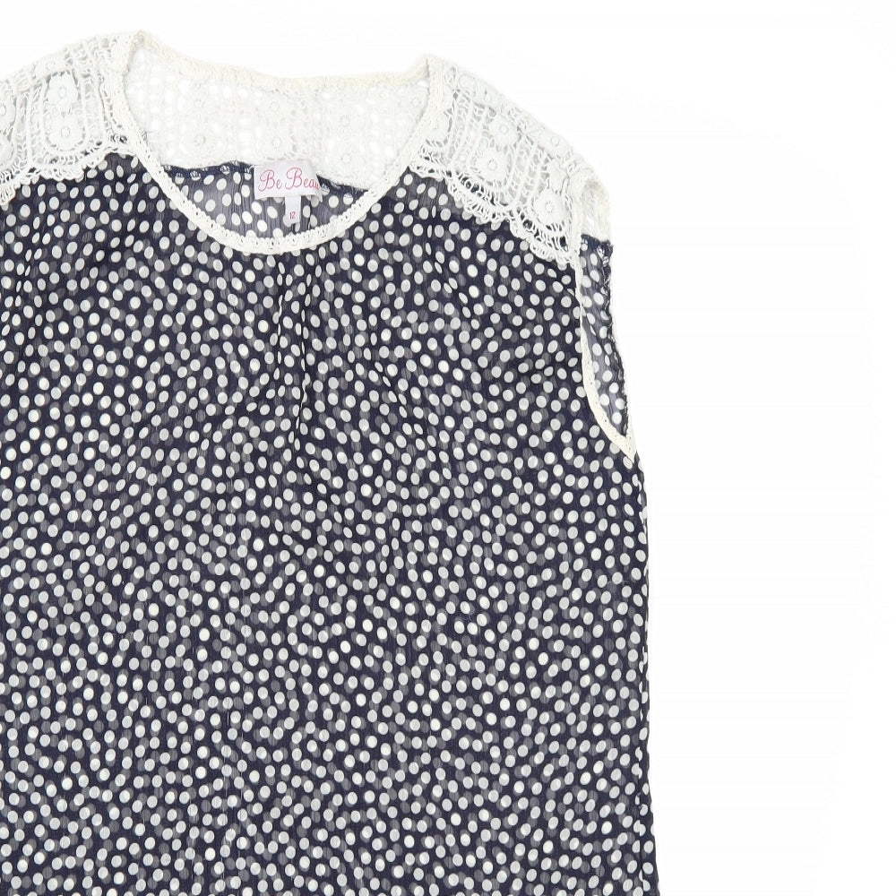 Womens UK Size 12 Be Beau Black Basic Blouse