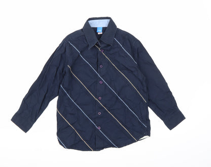 Adams Boys Blue Striped  Basic Button-Up Size 7 Years