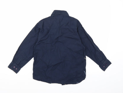 Adams Boys Blue Striped  Basic Button-Up Size 7 Years