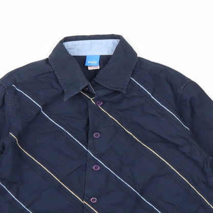 Adams Boys Blue Striped  Basic Button-Up Size 7 Years