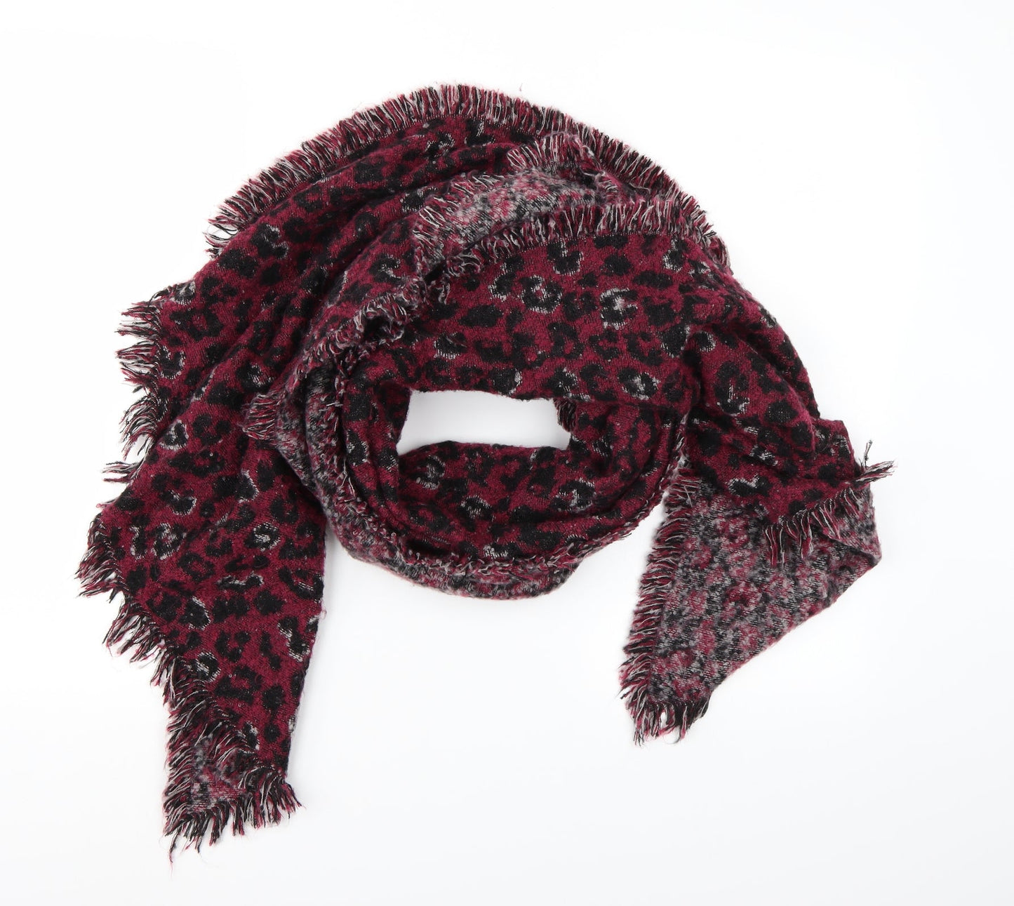 Preworn Womens Pink Animal Print Knit  Scarf