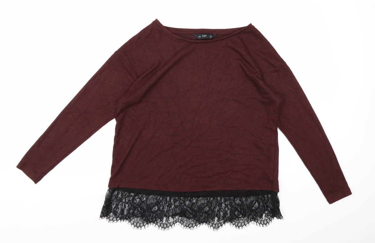 F&F Womens Brown  Knit Pullover Jumper Size 10