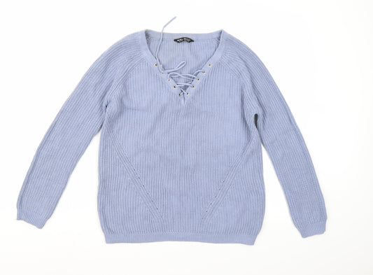 Select Womens Blue  Knit Pullover Jumper Size 12