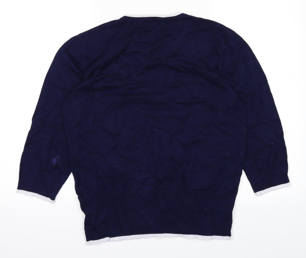 Mudflower Womens Blue Polka Dot  Pullover Jumper Size L