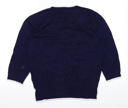 Mudflower Womens Blue Polka Dot  Pullover Jumper Size L