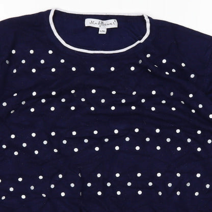 Mudflower Womens Blue Polka Dot  Pullover Jumper Size L