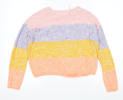 Primark Womens Pink Striped  Pullover Jumper Size 4